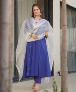 Azure Elegance Anarkali Kurta Set - Image 6