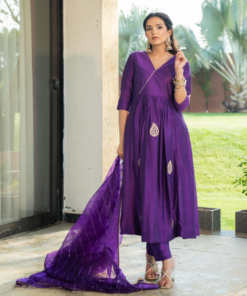 Amethyst Aura Chanderi Anarkali Kurta Set